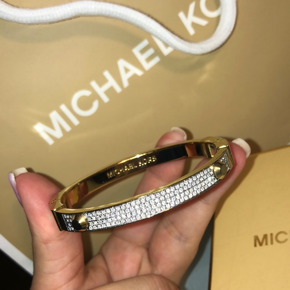Michael Kors Jewelry - Michael Kors stainless steel hinge pave bracelet